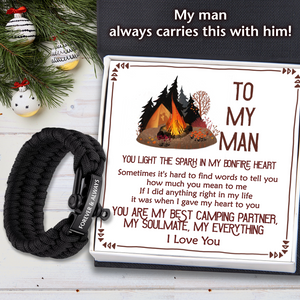 Paracord Rope Bracelet - Camping - To My Man - You Light The Spark In My Bonfire Heart - Ukgbxa26021