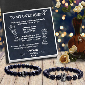King & Queen Couple Bracelets - Skull - To My Only Queen - I Love You - Ukgbae13011