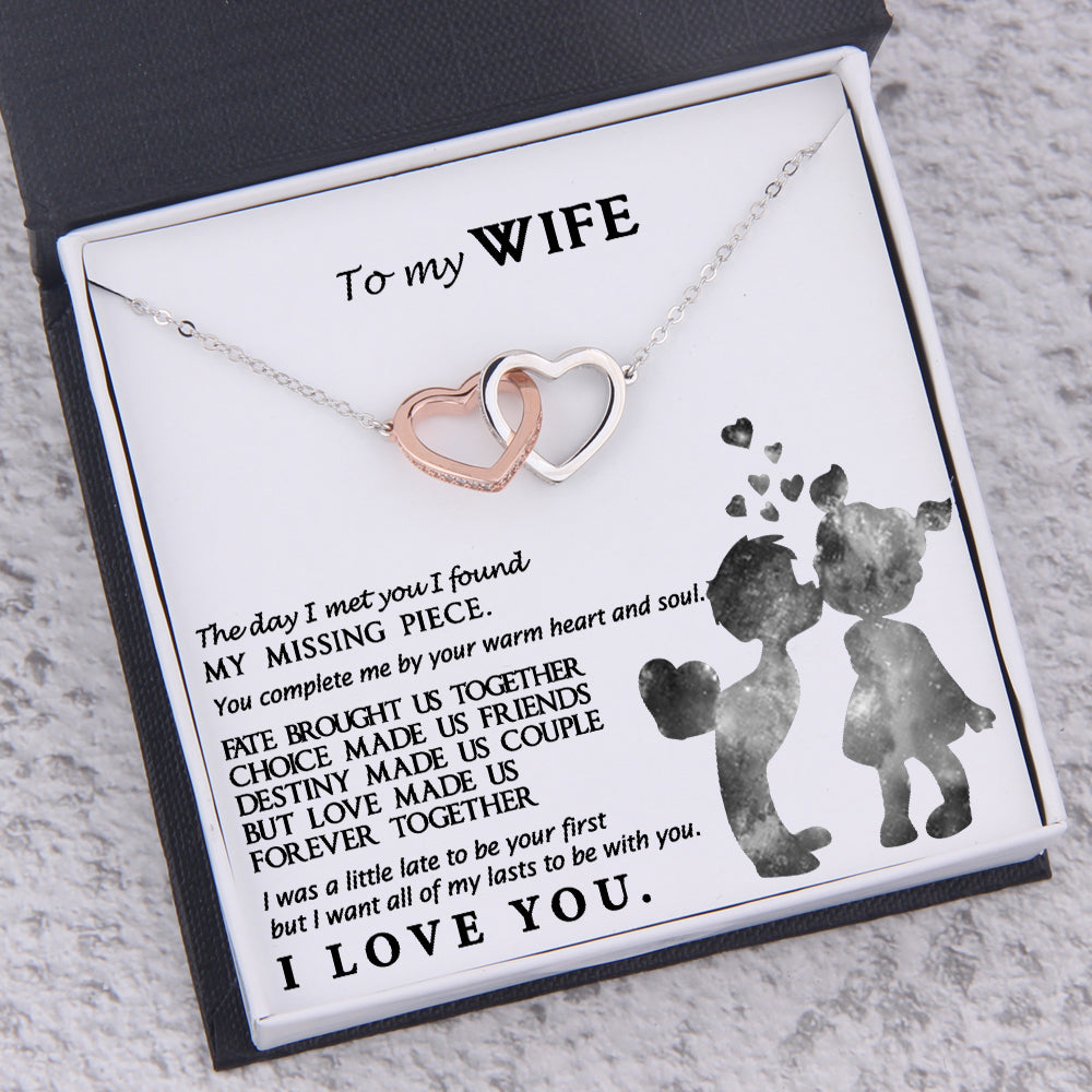 Interlocked Heart Necklace - To My Wife - You Complete Me By Your Warm Heart - Ukgnp15002