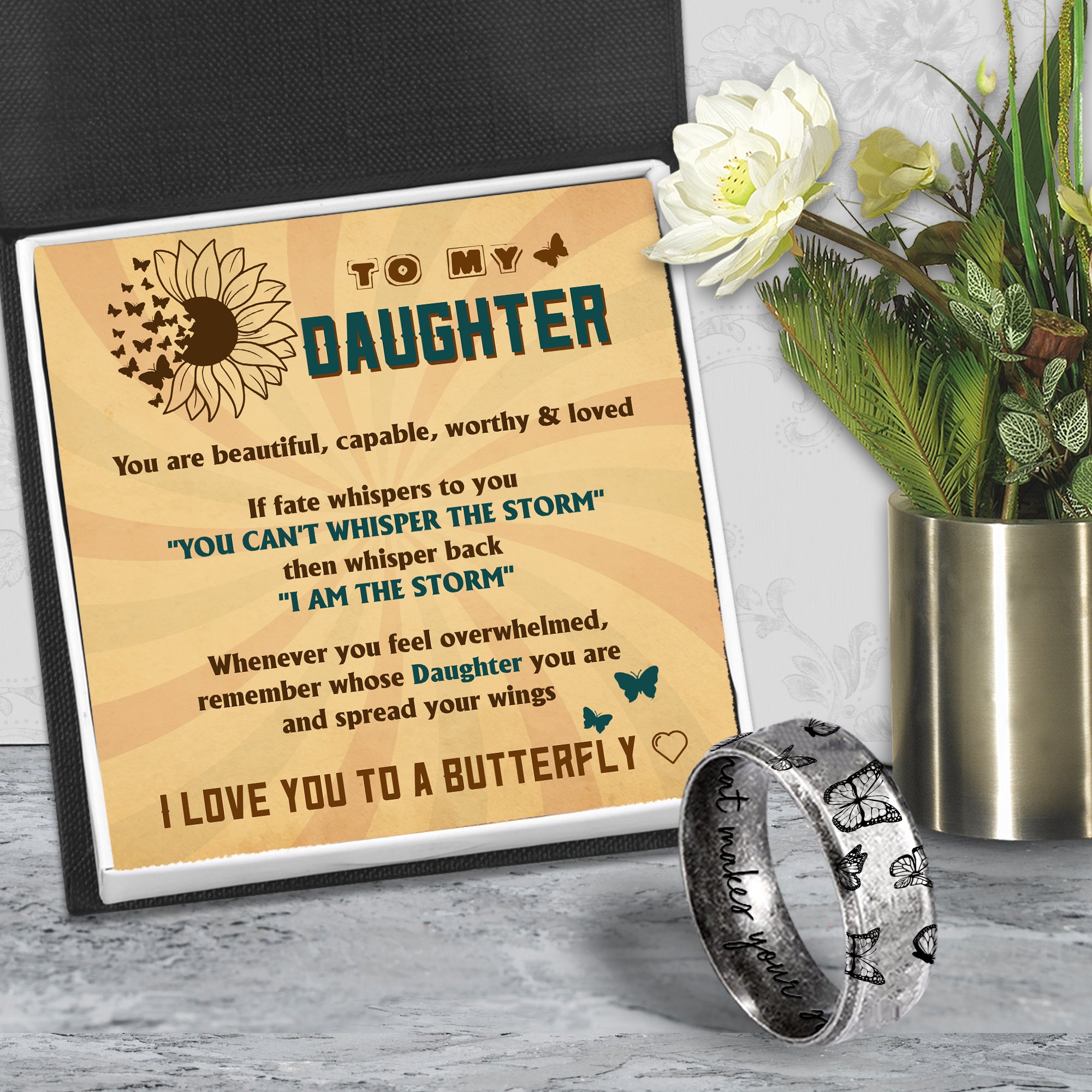 Metal Butterfly Ring - Butterfly - To My Daughter - I Love You To A Butterfly - Ukgri17002