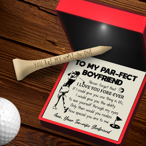 Personalised Wooden Golf Tee - Golf - To My Par-fect Boyfriend - I Love You Fore-ever - Ukgah12002