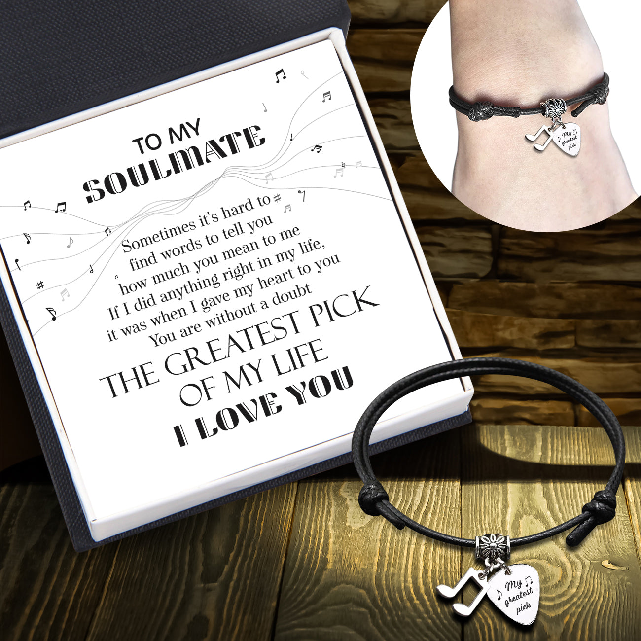 Music Note Bracelet - Guitar - To My Soulmate - You Are The Greatest Pick Of My Life - Ukgbax13001