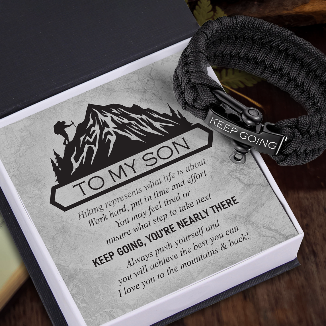 Paracord Rope Bracelet - Hiking - To My Son - Always Push Yourself And You Will Achieve The Best You Can - Ukgbxa16001