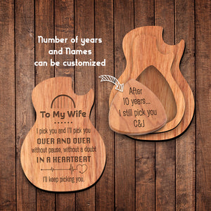 Personalised Wooden Guitar Pick 1 Pcs - To My Wife - I'll Keep Picking You - Ukghea15001