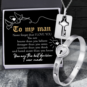 Bracelet Necklace Couple Set - Family - To My Man - I Love You - Ukgnbf26002