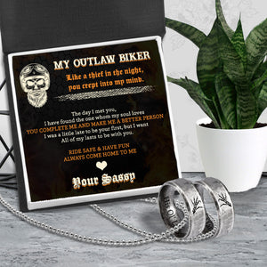 Couple Ring Necklaces - Skull & Biker - To My Outlaw Biker - Ride Safe And Have Fun - Ukgndx26011