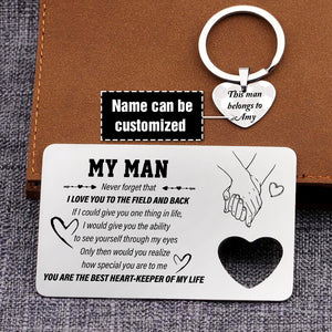Personalised Wallet Card Insert And Heart Keychain Set - Football - To My Man - You Are My Life - Ukgcb26007