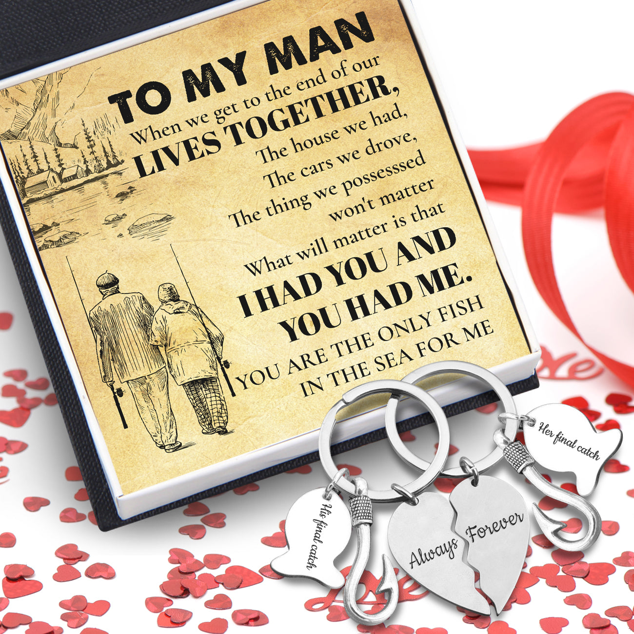 Fishing Heart Puzzle Keychains - Fishing - To My Man - I Had You And You Had Me - Ukgkbn26004