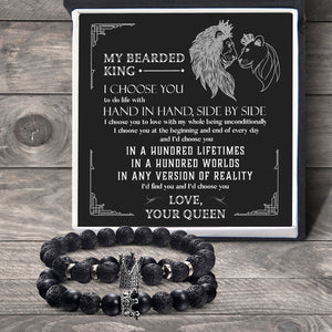 King & Queen Couple Bracelets - Beard - To My Beard King - I Choose You At The Beginning And End Of Every Day - Ukgbae26002
