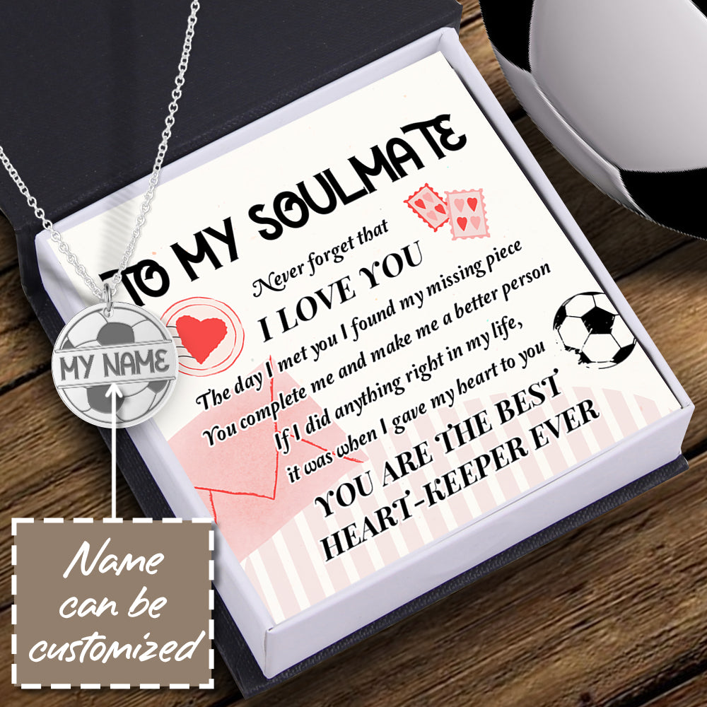 Personalised Round Necklace - Football - To My Soulmate - I Found My Missing Piece - Ukgnev13006