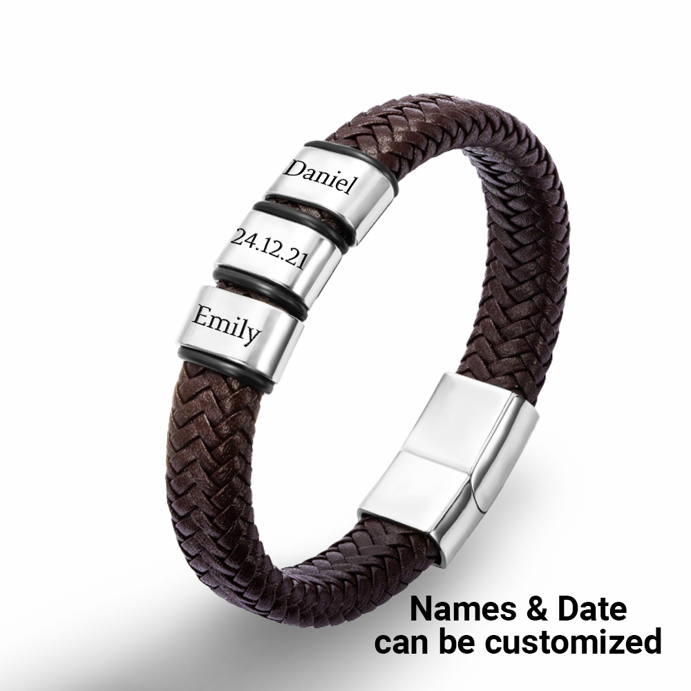 Custom Name Bracelet for Men Personalized Leather Bracelet Men (FB-34) -  ShopFrommomo