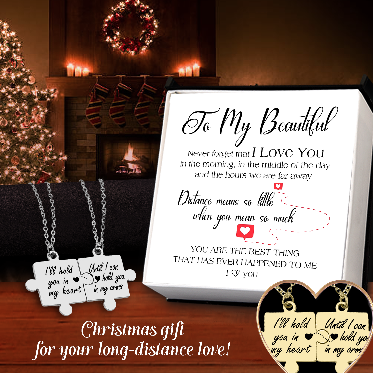 Puzzle Piece Necklace - Family - To My Beautiful - Never Forget That I Love You - Ukglmb13007