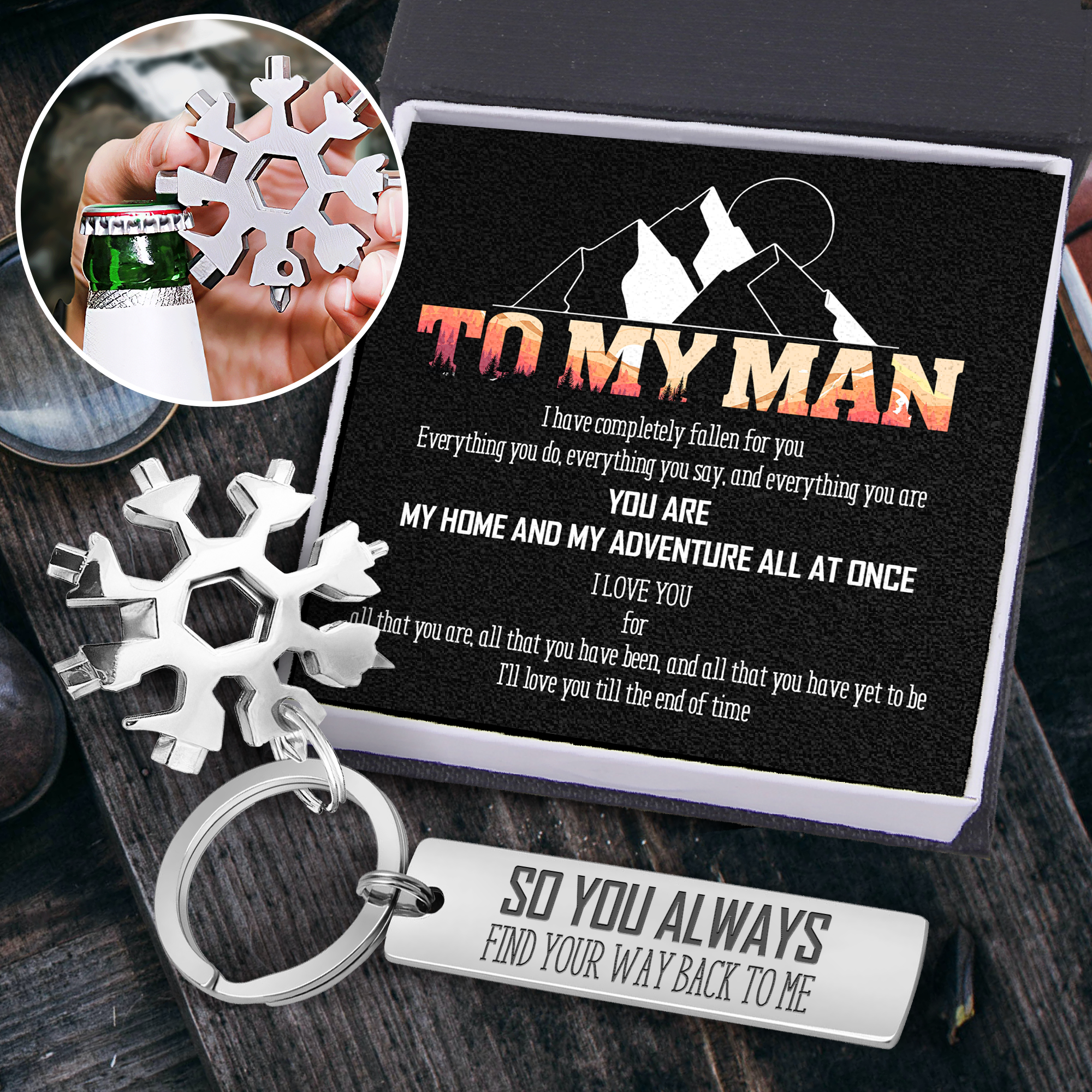 Multitool Keychain - Hiking - To My Man - So You Always Find Your Way Back To Me - Ukgktb26001