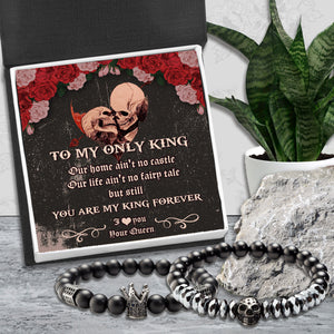 Couple Crown and Skull Bracelets - Skull - To My Only King - You Are My King Forever - Ukgbu26012