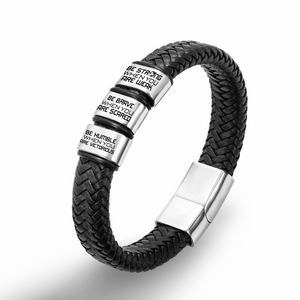 Leather Bracelet - Football - To My Son - Be Brave When You Are Scared - Ukgbzl16009
