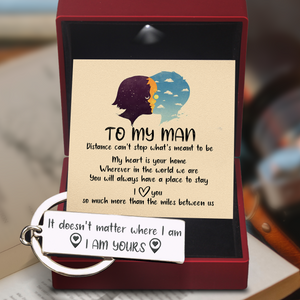 Engraved Keychain - Family - To My Man - Distance Can't Stop What's Meant To Be - Ukgkc26020