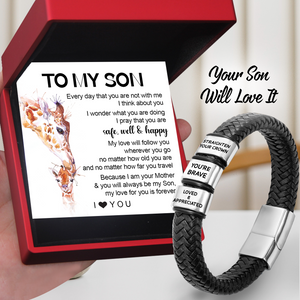 Leather Bracelet - Family - To My Son - My Love Will Follow You Wherever You Go - Ukgbzl16037