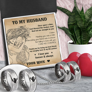 Couple Ring Necklaces - Skull - To My Husband - I Love You Forever & Always- Ukgndx14005