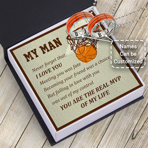 Personalised Basketball Couple Pendant Necklaces - Basketball - To My Man - You Are My Life - Ukgneu26003