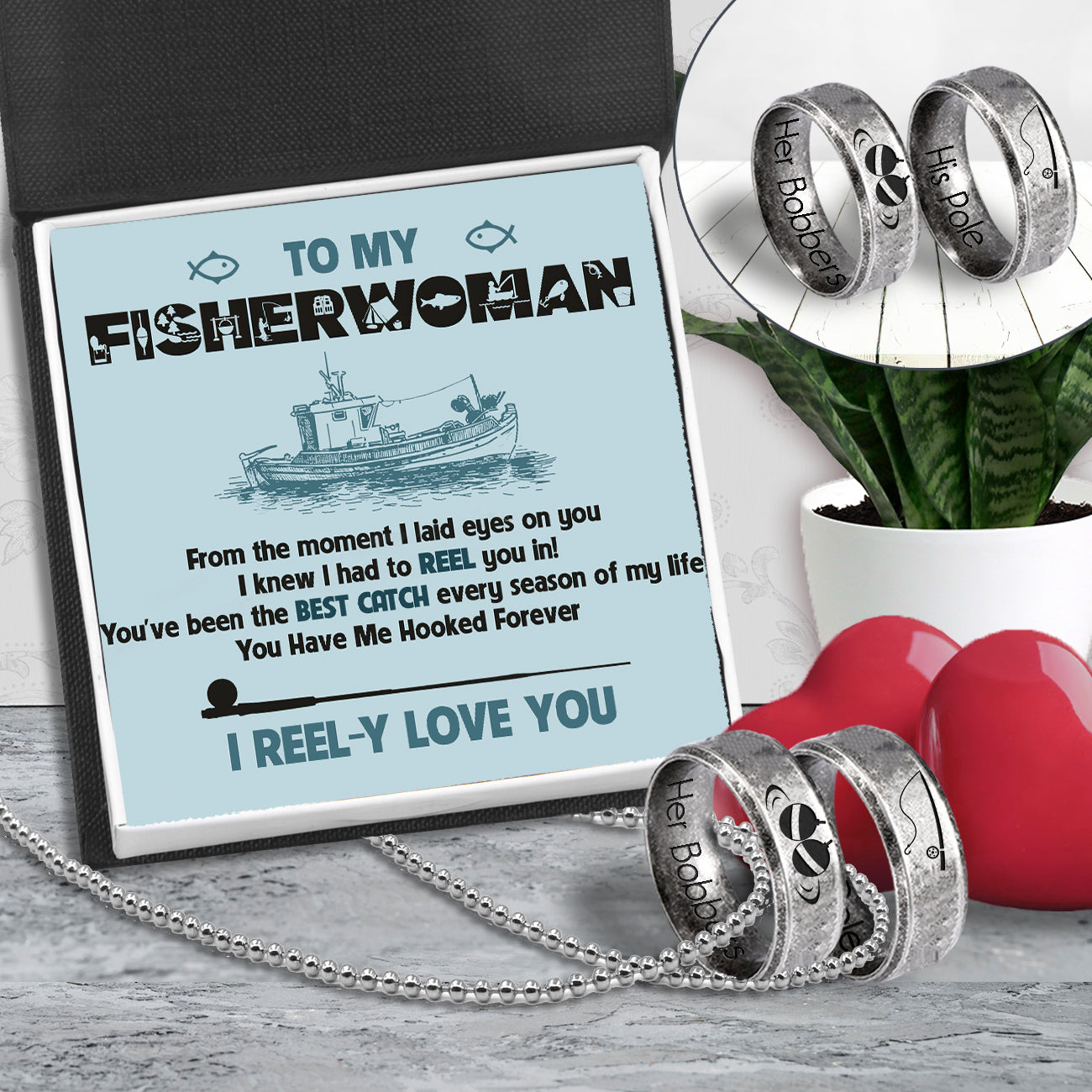 Fishing Ring Couple Necklaces - Fishing - To My Fisherwoman - You've Been The Best Catch Every Season Of My Life - Ukgndx13010