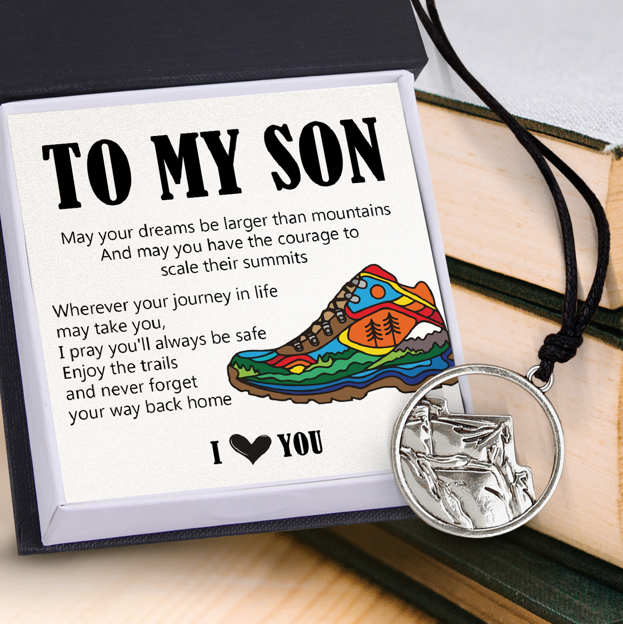 Mountain Necklace - Hiking - To My Son - Enjoy The Trails And Never Forget Your Way Back Home - Ukgnnl16005