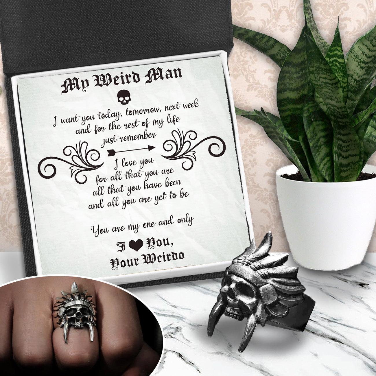 Tribal Chief Ring - Skull & Tattoo - To My Weird Man - You Are My One And Only - Ukgrlm26003