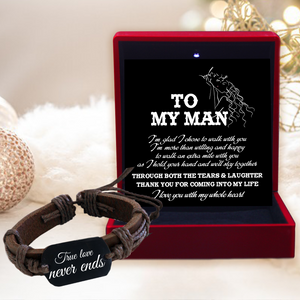Leather Cord Bracelet - Family - To My Man - I Love You With My Whole Heart - Ukgbr26005