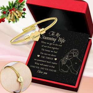 Heart Charm Bangle - Family - To My Wife - I Love You - Ukgbbe15001
