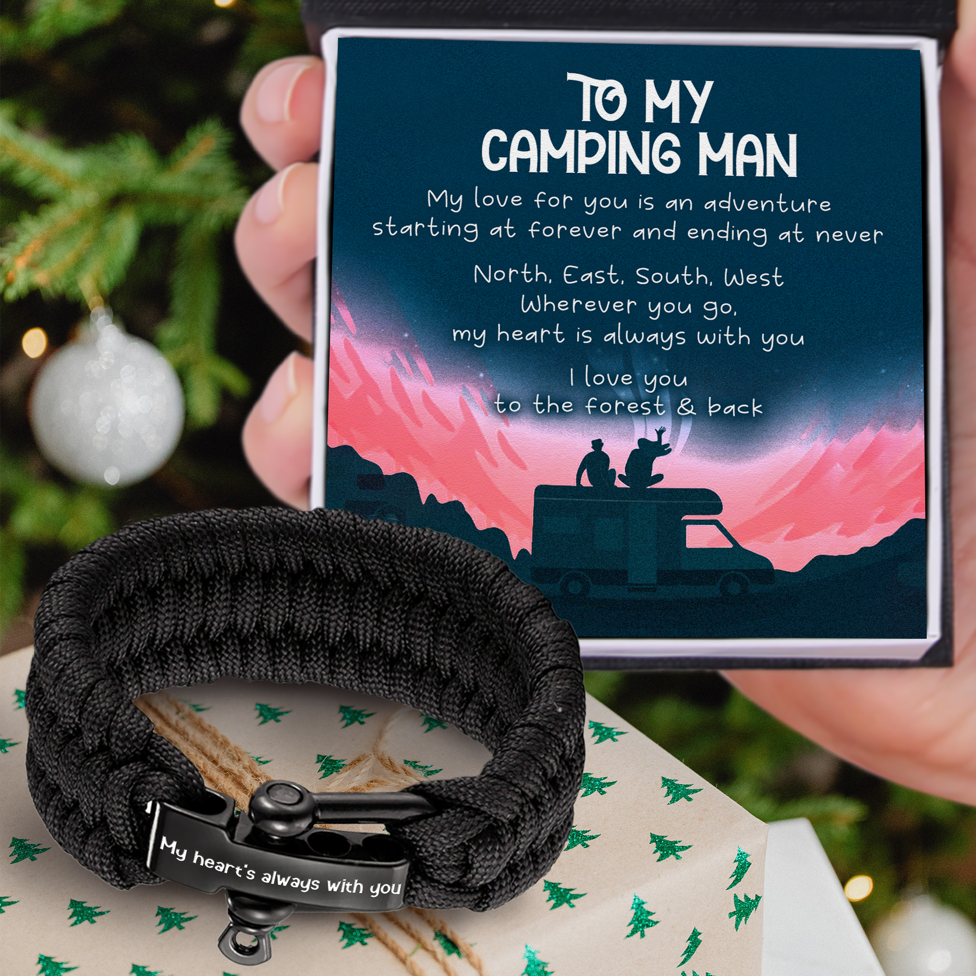 Paracord Rope Bracelet - Camping - To My Man - I Love You To The Forest & Back - Ukgbxa26015