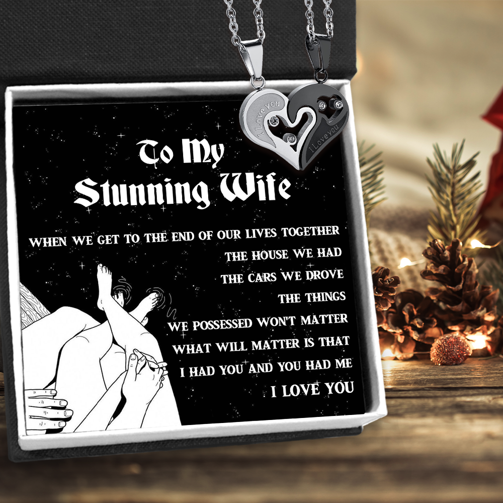 Couple Heart Necklaces - Family - To My Stunning Wife - Our Lives Together - Ukglt15003