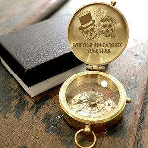 Engraved Compass - Skull & Tattoo - To My Man - For Our Adventures Together - Ukgpb26056