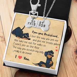 Dog Bone Necklace & Keychain Set - Dachshund - To Lover - I Love You - Ukgkeh13001