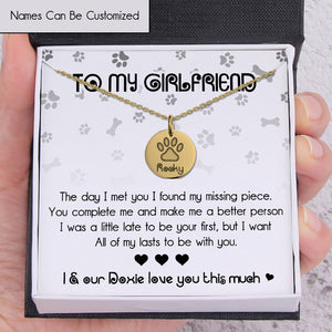 Personalised Round Necklace - Dachshund - To My Girlfriend - I & Our Doxie Love You - Ukgnev13013