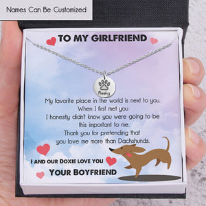 Personalised Round Necklace - Dachshund - To My Girlfriend - I & Our Doxie Love You - Ukgnev13012