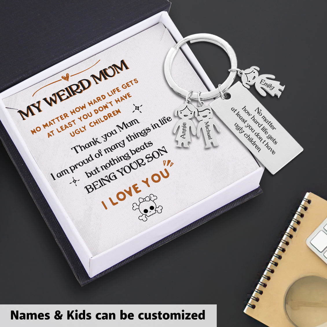 Personalized Kids Name Keychain - Skull - From Son - To My Mum - I Love You - Ukgkza19006