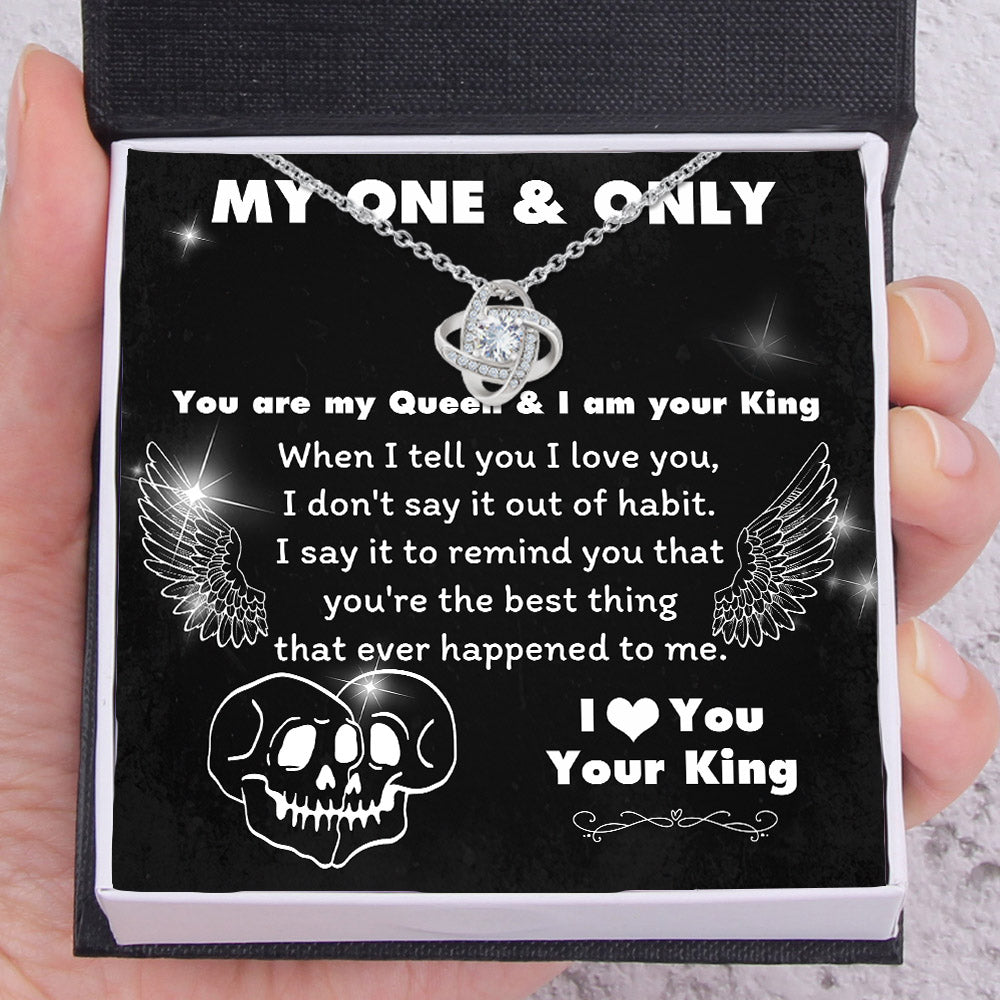 Love Knot Necklace - Skull & Tattoo - My One & Only - You Are My Queen & I Am Your King - Ukgnen13001