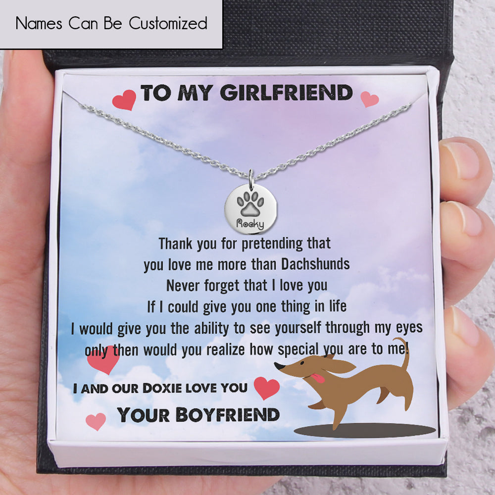 Personalised Round Necklace - Dachshund - To My Girlfriend - I & Our Doxie Love You - Ukgnev13011