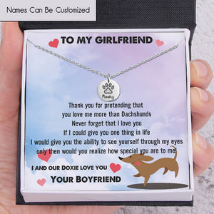 Personalised Round Necklace - Dachshund - To My Girlfriend - I & Our Doxie Love You - Ukgnev13011