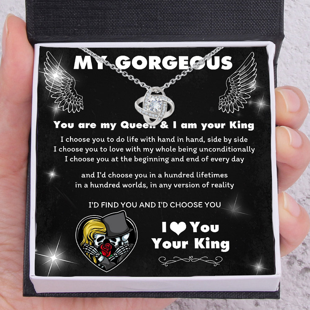 Love Knot Necklace - Skull & Tattoo - My Gorgeous - You Are My Queen & I Am Your King - Ukgnen13002
