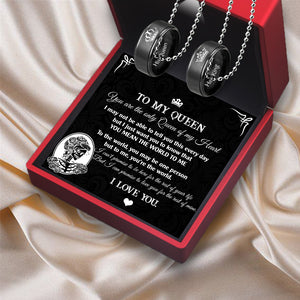 Couple Pendant Necklaces - Skull - To My Queen - I Love You - Ukgnw13015
