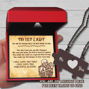 Puzzle Piece Necklace - Skull - To My Ol' Lady - I Will Love You Then - Ukglmb13005