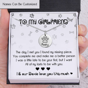 Personalised Round Necklace - Dachshund - To My Girlfriend - I & Our Doxie Love You - Ukgnev13013