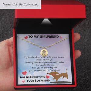 Personalised Round Necklace - Dachshund - To My Girlfriend - I & Our Doxie Love You - Ukgnev13012