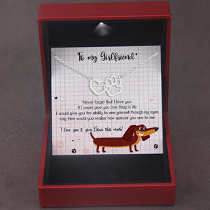Hollow Pet Paw Footprint Necklaces - Dachshund - To My Girlfriend - I Love You - Ukgnzw13001