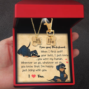 Dog Bone Necklace & Keychain Set - Dachshund - To Lover - I Love You - Ukgkeh13002
