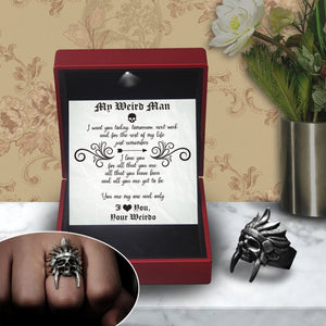 Tribal Chief Ring - Skull & Tattoo - To My Weird Man - You Are My One And Only - Ukgrlm26003