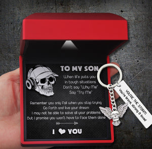 Fly Skull Keychain - Skull - To My Son - I Promise You Won't Have To Face Them Alone - Ukgkem16003