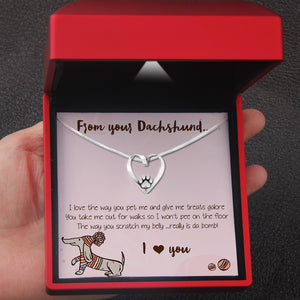 Paw Print Heart Necklace - Dachshund - From Your Dachshund - To My Lover - I Love You - Ukgnzy13002