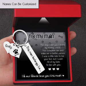 Personalised Paw Prints Keychain - Dachshund - To My Man - I & Our Doxie Love You This Much - Ukgkc26009