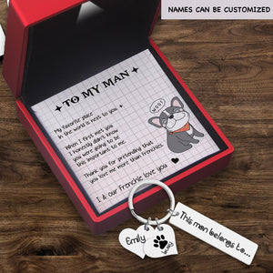 Personalised Paw Prints Keychain - French Bulldog - To My Man - I & Our Frenchie Love You - Ukgkc26005